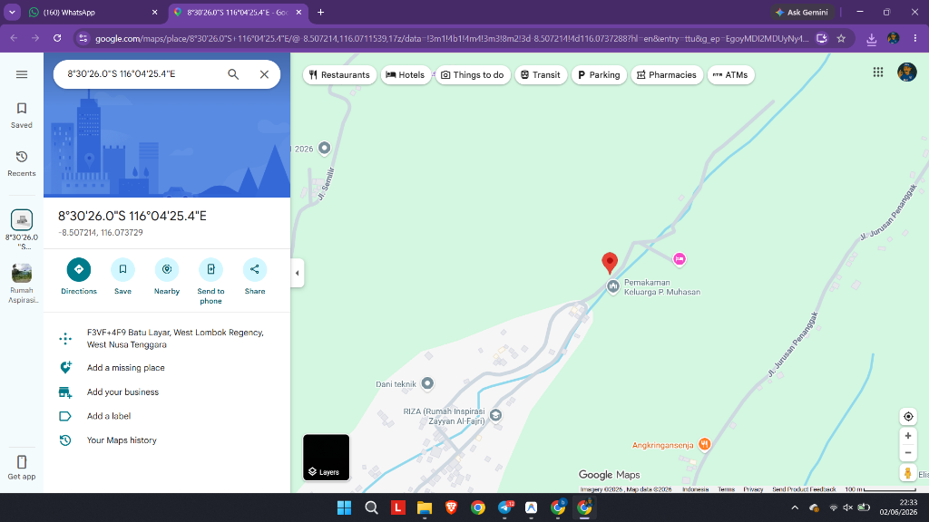 Google Maps kordinat lokasi Batu Layar