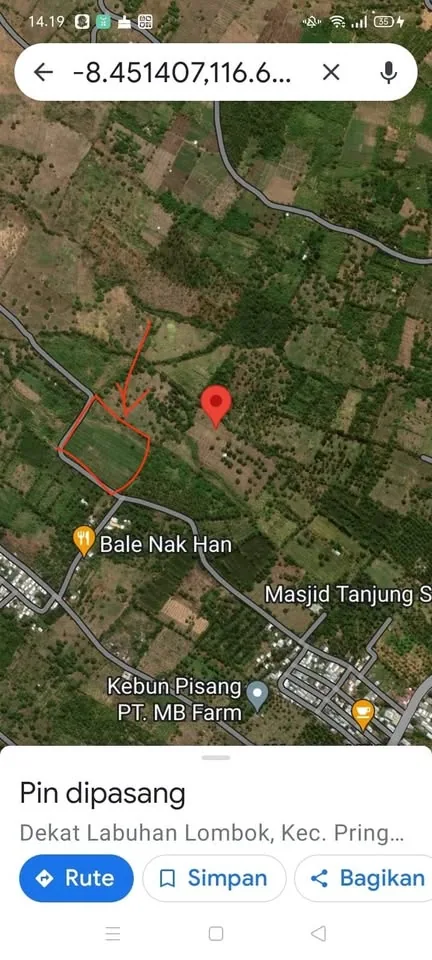 Peta lokasi tanah Labuhan Lombok